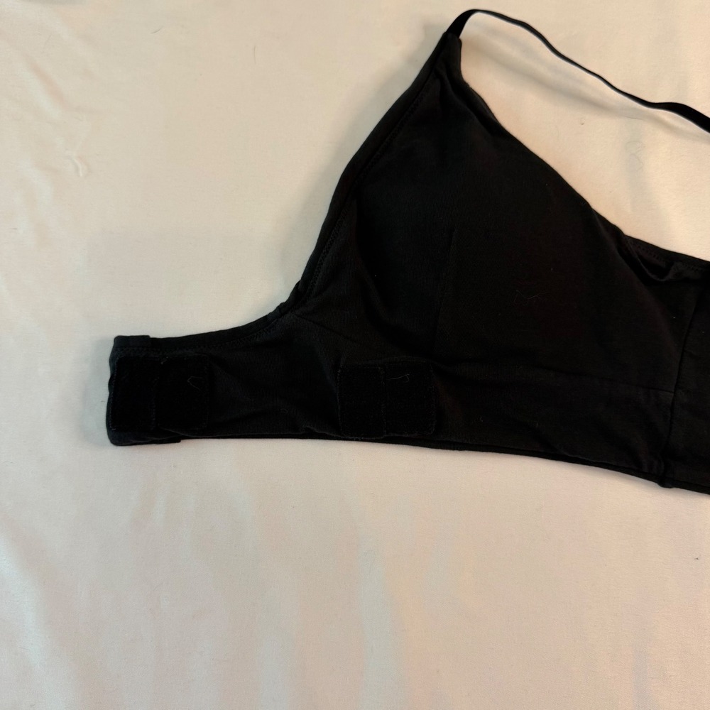 Slick Chicks Front Fastening Adaptive Bralette Black Large Wireless Cotton Blend - Picture 12 of 13